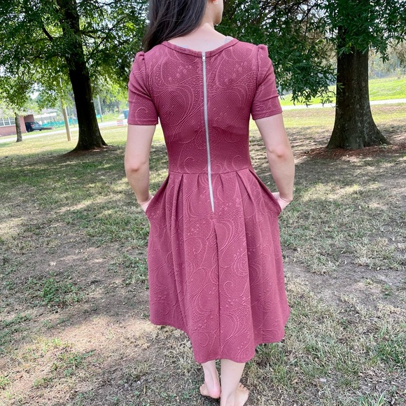 Lula Roe Burgundy Dress -Size XSmall- - Picture 2 of 9